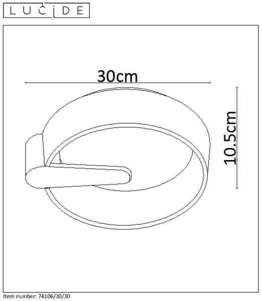 Lucide MIAMI - Plafonnière - Ø 30 cm - LED Dimb. - 1x13W 3000K - Zwart - technisch